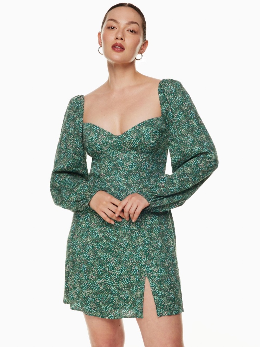 Aritzia Wilfred Long Sleeve Novella Printed Dress with Side Slit